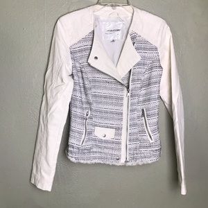 Maurices White Black Tweed Faux Leather Jacket S